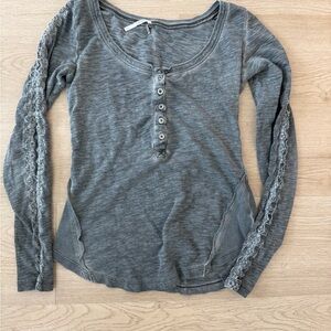 Free People Charcoal Long Sleeve Top